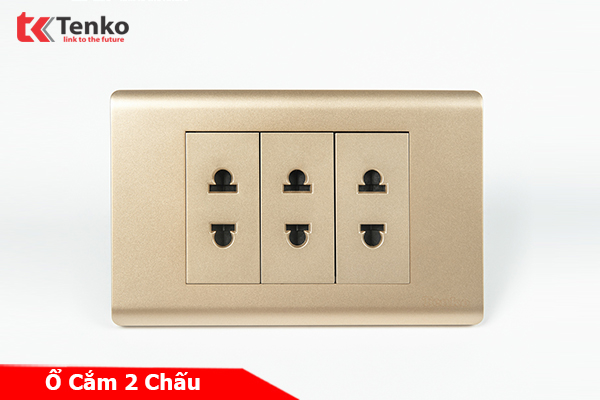 Ổ Cắm Âm Tường Chống Cháy Cao Cấp TENKO TK-C25-020 – Mặt Nhựa PC Vàng