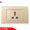 Ổ Cắm Điện 3 Chấu Mặt Nhựa Vàng TENKO TK-C25-051