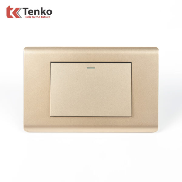 Công Tắc Chống Cháy Cao Cấp TENKO TK-C25-01 – Mặt Nhựa PC Vàng