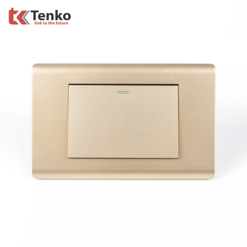 Công Tắc Chống Cháy Cao Cấp TENKO TK-C25-01 – Mặt Nhựa PC Vàng