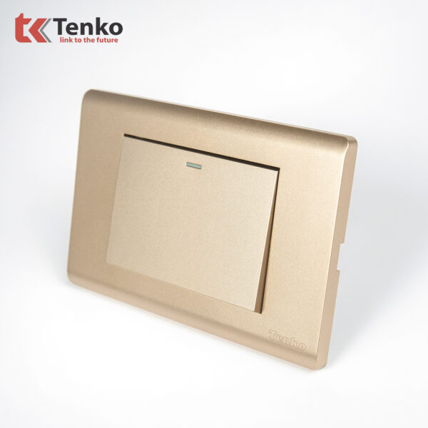 Công Tắc Chống Cháy Cao Cấp TENKO TK-C25-01 – Mặt Nhựa PC Vàng