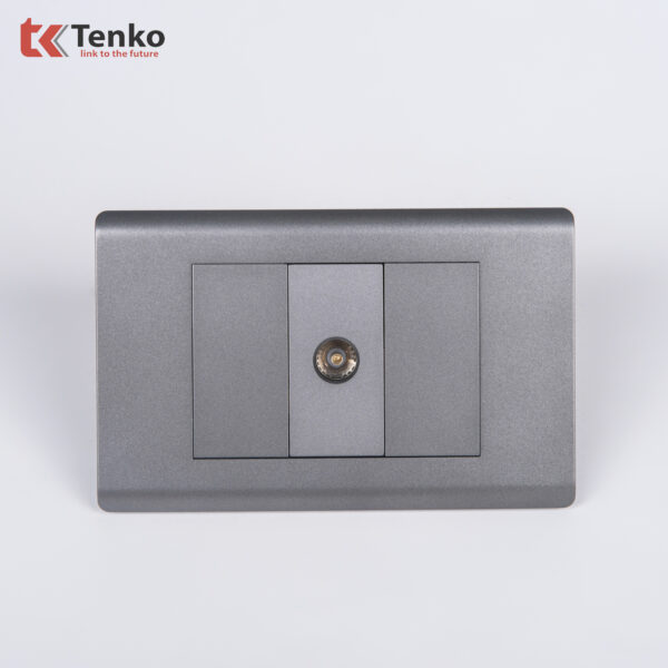 Ổ Cắm Tivi Cáp Đồng Trục – Truyền Hình Cáp Âm Tường Cao Cấp TENKO TK-C25-071 – Mặt Nhựa PC Xám