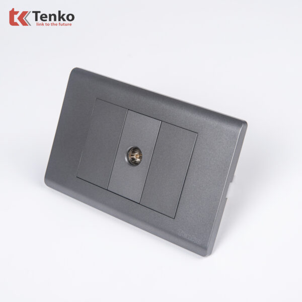 Ổ Cắm Tivi Cáp Đồng Trục – Truyền Hình Cáp Âm Tường Cao Cấp TENKO TK-C25-071 – Mặt Nhựa PC Xám