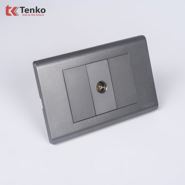 Ổ Cắm Tivi Cáp Đồng Trục – Truyền Hình Cáp Âm Tường Cao Cấp TENKO TK-C25-071 – Mặt Nhựa PC Xám