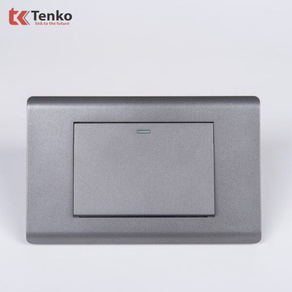 Công Tắc Chống Cháy Cao Cấp TENKO TK-C25-01 – Mặt Nhựa PC Xám