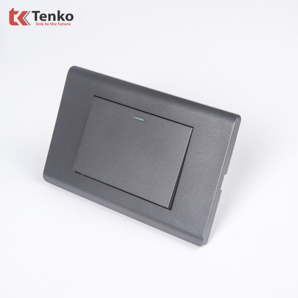 Công Tắc Chống Cháy Cao Cấp TENKO TK-C25-01 – Mặt Nhựa PC Xám
