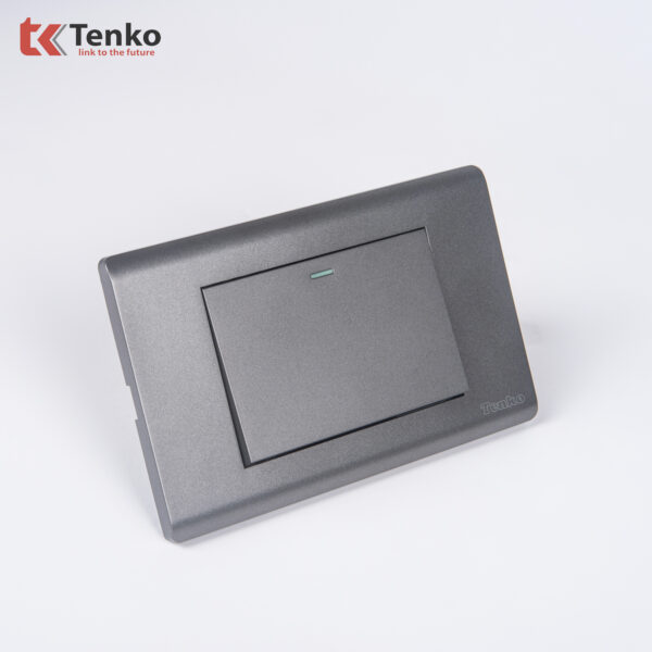 Công Tắc Chống Cháy Cao Cấp TENKO TK-C25-01 – Mặt Nhựa PC Xám