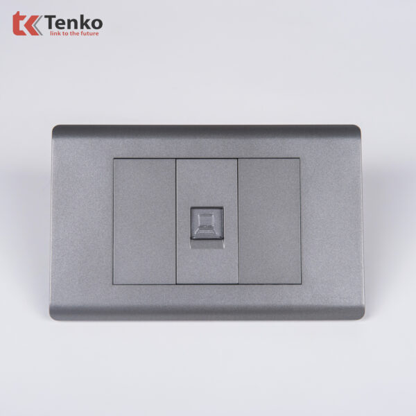 Ổ Cắm Mạng LAN (RJ45) Cho Tivi và Máy Tính Âm Tường TK-C25-073 Mặt Nhựa PC Xám