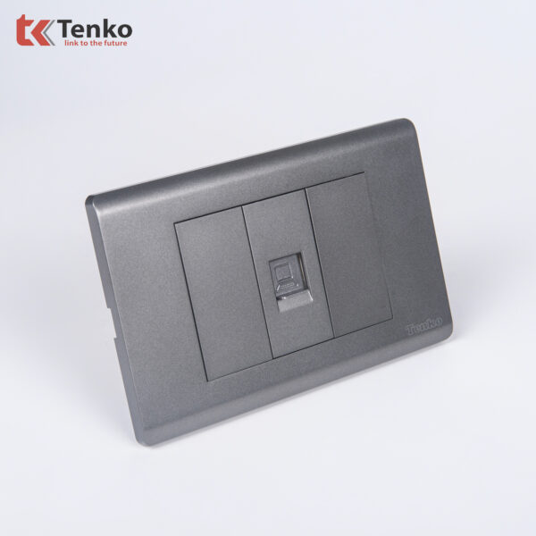 Ổ Cắm Mạng LAN (RJ45) Cho Tivi và Máy Tính Âm Tường TK-C25-073 Mặt Nhựa PC Xám