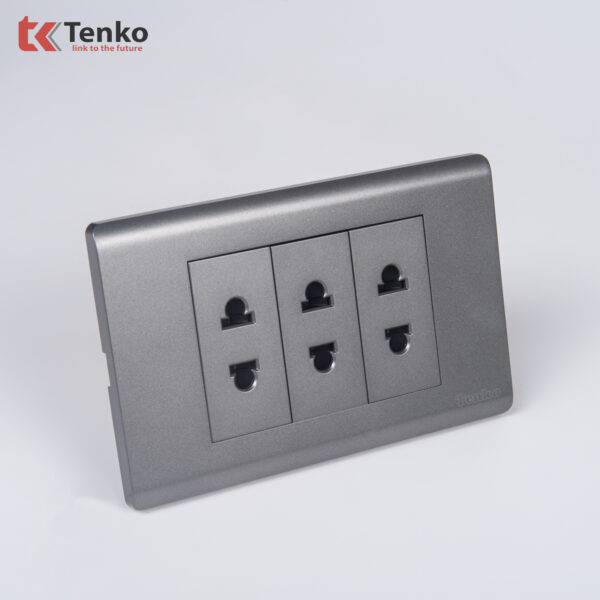Ổ Cắm Âm Tường Chống Cháy Cao Cấp TENKO TK-C25-020 – Mặt Nhựa PC Xám