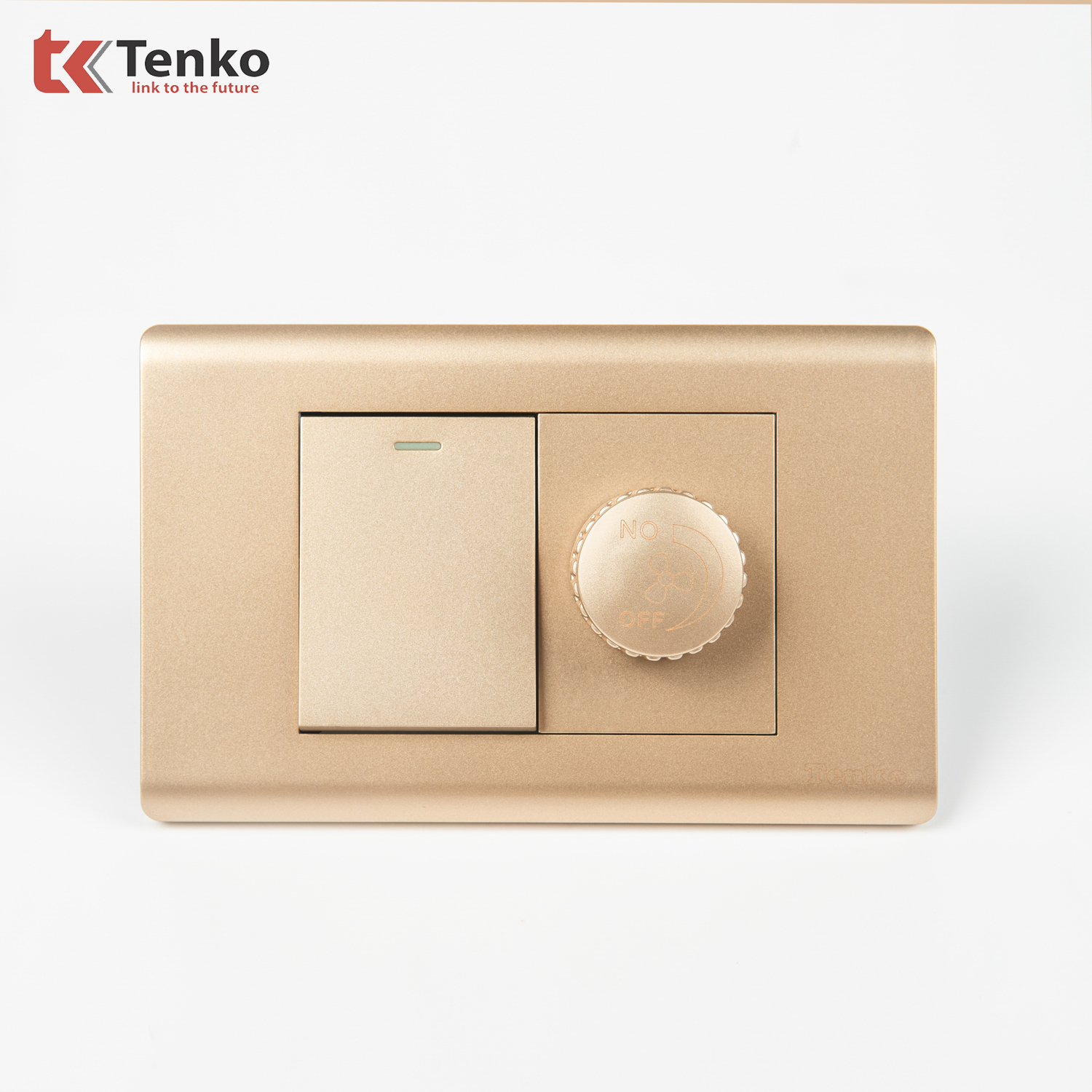 Công Tắc, Chiết Áp Quạt Chống Cháy Cao Cấp TENKO TK-C25-088 – Mặt Nhựa PC Vàng