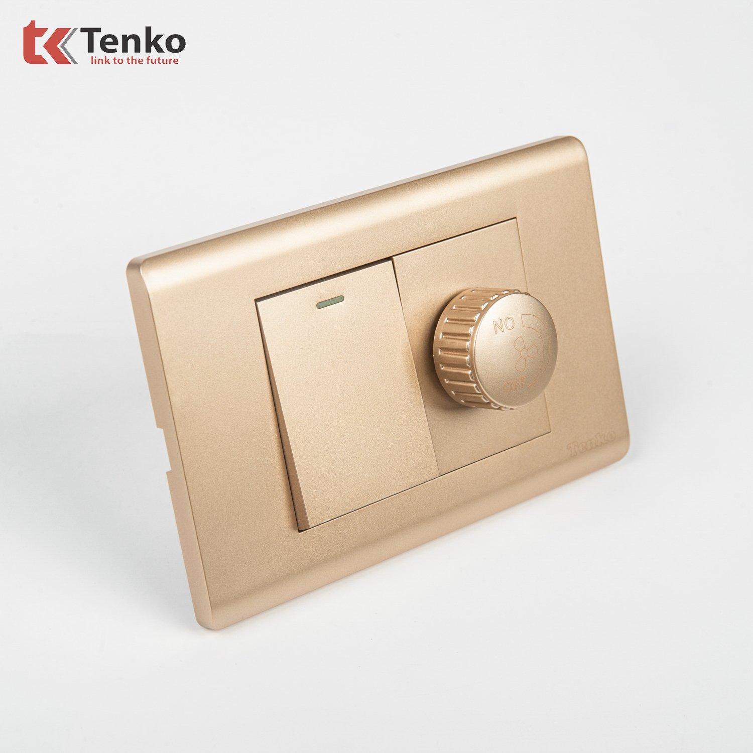 Công Tắc, Chiết Áp Quạt Chống Cháy Cao Cấp TENKO TK-C25-088 – Mặt Nhựa PC Vàng