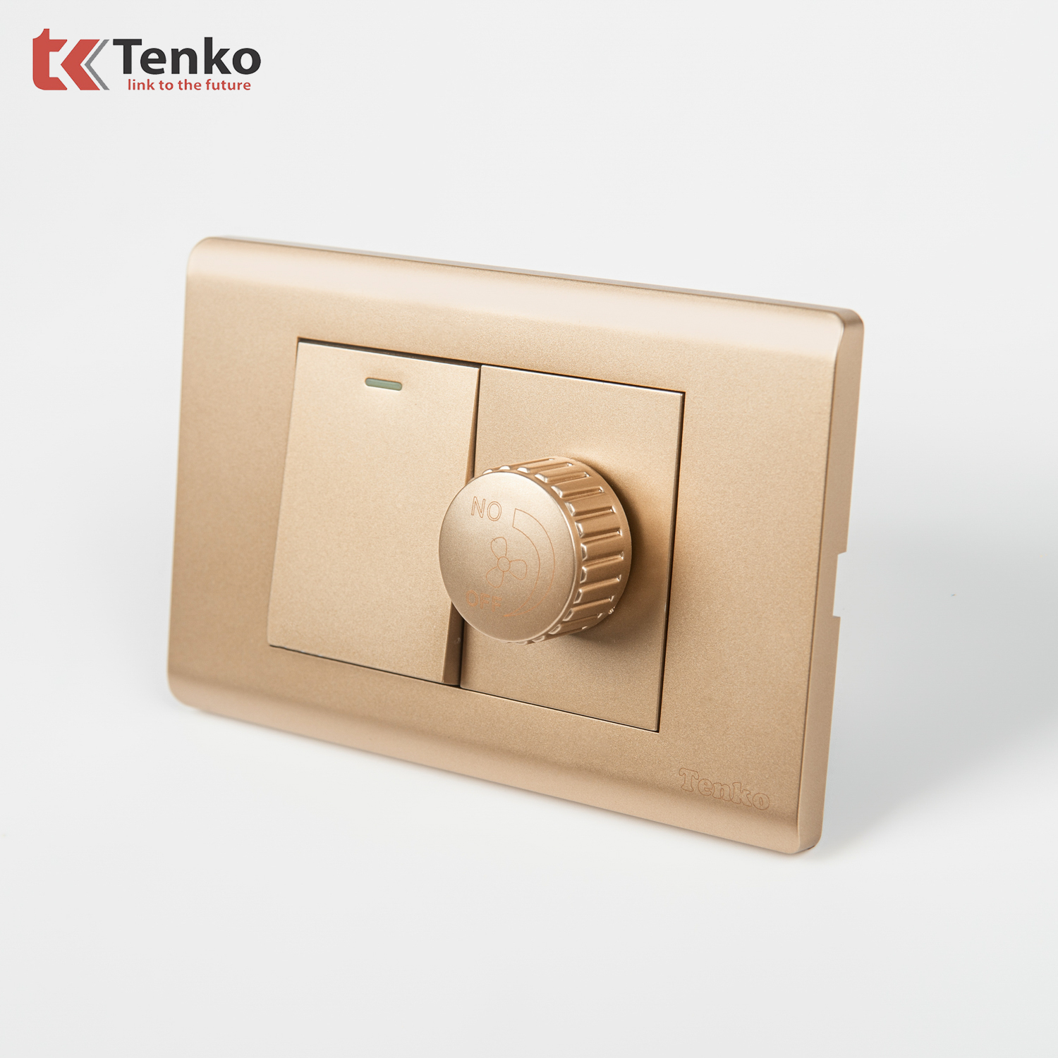 Công Tắc, Chiết Áp Quạt Chống Cháy Cao Cấp TENKO TK-C25-088 – Mặt Nhựa PC Vàng