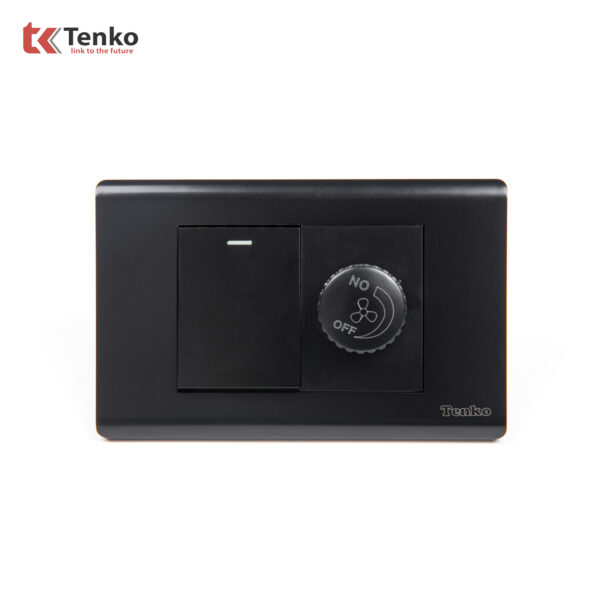Công Tắc, Chiết Áp Quạt Chống Cháy Cao Cấp TENKO TK-C25-087 – Mặt Nhựa PC Đen