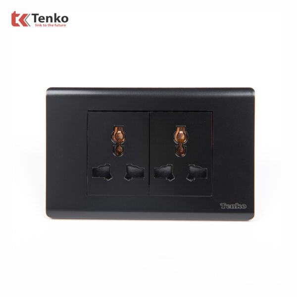 Ổ Cắm Đôi 3 Chấu Đa Năng Chống Cháy Cao Cấp TENKO TK-C25-050 – Mặt Nhựa PC Đen