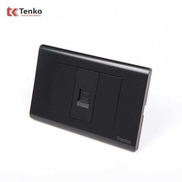 Ổ Cắm Mạng LAN (RJ45) Cho Tivi và Máy Tính Âm Tường TK-C25-073 Mặt Nhựa PC Đen