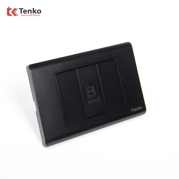 Ổ Cắm Mạng LAN (RJ45) Cho Tivi và Máy Tính Âm Tường TK-C25-073 Mặt Nhựa PC Đen