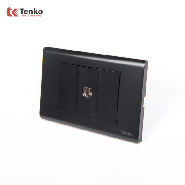 Ổ Cắm Tivi Cáp Đồng Trục – Truyền Hình Cáp Âm Tường Cao Cấp TENKO TK-C25-071 – Mặt Nhựa PC Đen