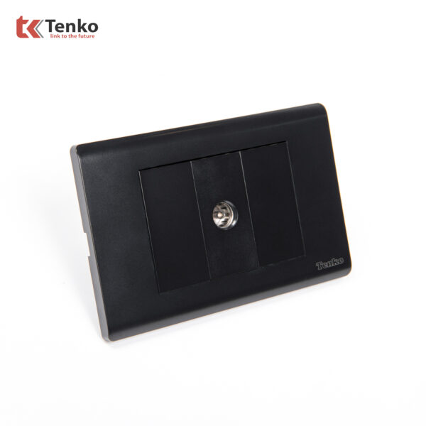 Ổ Cắm Tivi Cáp Đồng Trục – Truyền Hình Cáp Âm Tường Cao Cấp TENKO TK-C25-071 – Mặt Nhựa PC Đen