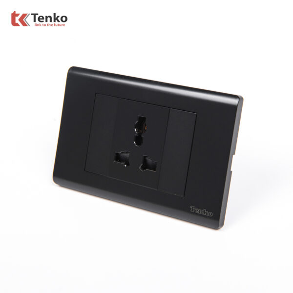 Ổ Cắm Điện 3 Chấu Chống Cháy Cao Cấp TENKO TK-C25-051 – Mặt Nhựa PC Đen