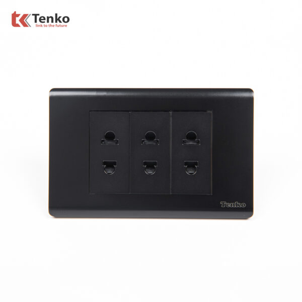 Ổ Cắm Âm Tường Chống Cháy Cao Cấp TENKO TK-C25-020 – Mặt Nhựa PC Đen
