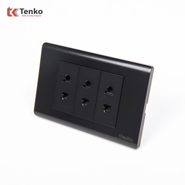 Ổ Cắm Âm Tường Chống Cháy Cao Cấp TENKO TK-C25-020 – Mặt Nhựa PC Đen