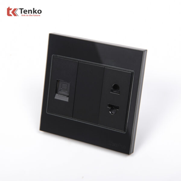Ổ Cắm Mạng LAN Kèm Ổ Cắm Đơn Thông Dụng Kính Cường Lực Tenko TK-V18-078 – Giải Pháp Điều Khiển Điện Hiện Đại, Bền Bỉ