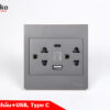 Ổ Cắm Đôi 3 Chấu + USB, Type C Mặt Nhựa ABS – Giải Pháp Điều Khiển Điện Hiện Đại, Bền Bỉ