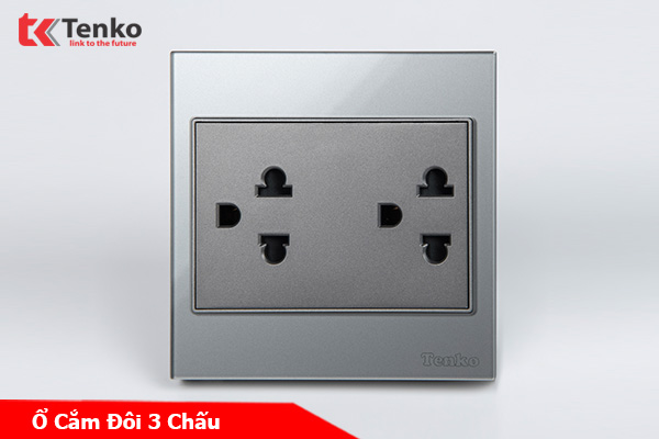 Ổ Điện Đôi 3 Chấu Kính Cường Lực Tenko TK-V18-044 – Giải Pháp Điều Khiển Điện Hiện Đại, Bền Bỉ