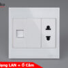 Ổ Cắm Mạng LAN Kèm Ổ Cắm Đơn Thông Dụng Kính Cường Lực Tenko TK-V18-078 – Giải Pháp Điều Khiển Điện Hiện Đại, Bền Bỉ
