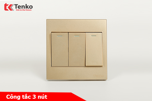 Công Tắc 3 Nút Mặt Nhựa ABS Tenko TK-V1-03 Màu Vàng – Giải Pháp Điều Khiển Điện Hiện Đại, Bền Bỉ