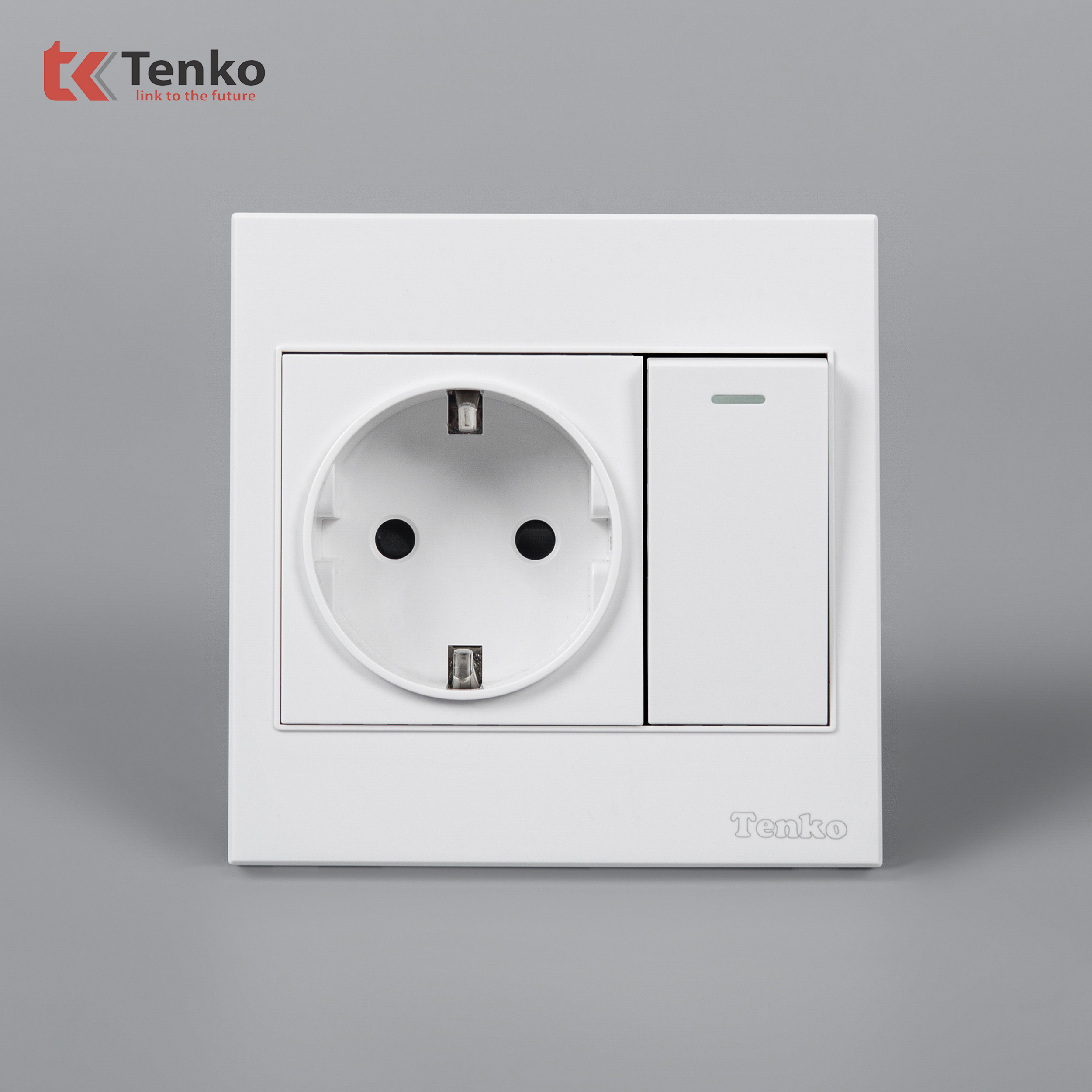 Ổ Cắm Chuẩn Đức Schuko Kết Hợp Công Tắc Mặt Nhựa ABS Tenko TK-V1-060 – Giải Pháp Điện Hiện Đại, An Toàn