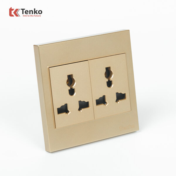 Ổ Cắm Đôi 3 Chấu Mặt Nhựa ABS Tenko TK-V1-050 Màu Vàng – Giải Pháp Điều Khiển Điện Hiện Đại, Bền Bỉ