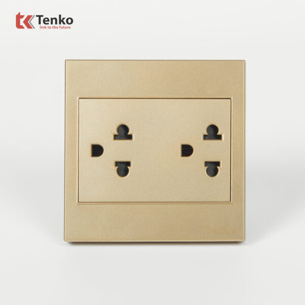 Ổ Cắm Đôi 3 Chấu Mặt Nhựa ABS Tenko TK-V1-044 Màu Vàng – Giải Pháp Điều Khiển Điện Hiện Đại, Bền Bỉ