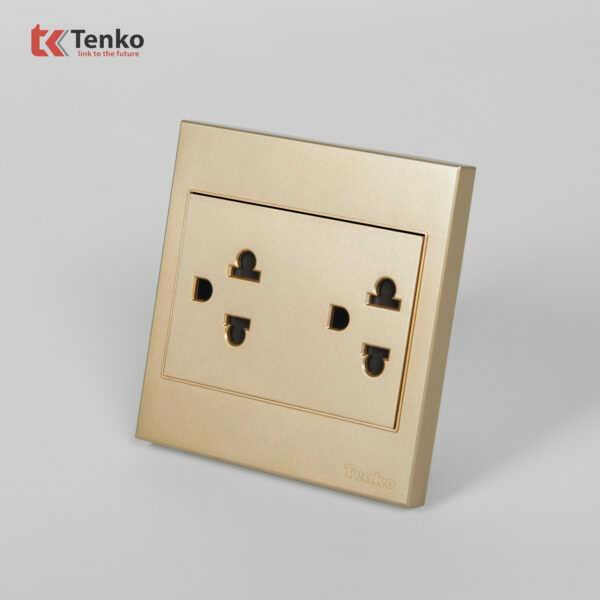 Ổ Cắm Đôi 3 Chấu Mặt Nhựa ABS Tenko TK-V1-044 Màu Vàng – Giải Pháp Điều Khiển Điện Hiện Đại, Bền Bỉ