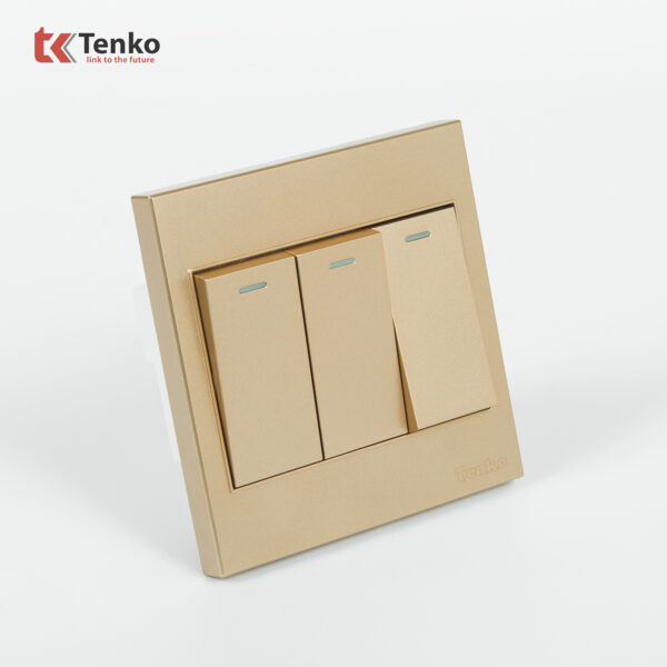 Công Tắc 3 Nút Mặt Nhựa ABS Tenko TK-V1-03 Màu Vàng – Giải Pháp Điều Khiển Điện Hiện Đại, Bền Bỉ