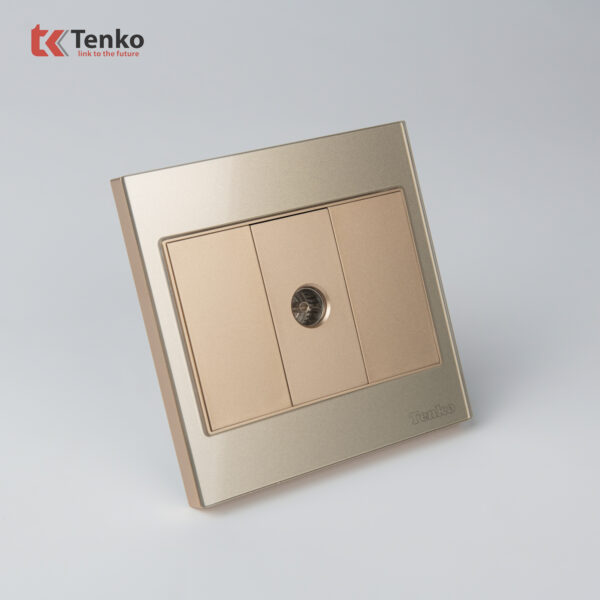 Ổ Cắm TV Mặt Kính Cường Lực Tenko TK-V18-071 Màu Vàng  – Giải Pháp Điều Khiển Điện Hiện Đại, Bền Bỉ
