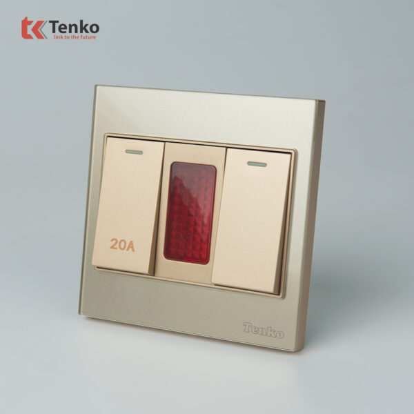 Công Tắc 20A Công Suất Cao Kèm Đèn Báo Mặt Kính Cường Lực Tenko TK-V18-081 Màu Vàng  – Giải Pháp Điều Khiển Điện Hiện Đại, Bền Bỉ