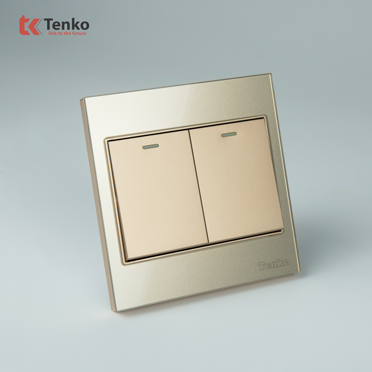 Công Tắc 2 Nút Mặt Kính Cường Lực Tenko TK-V18-02 – Giải Pháp Điều Khiển Điện Hiện Đại, Bền Bỉ Màu Vàng