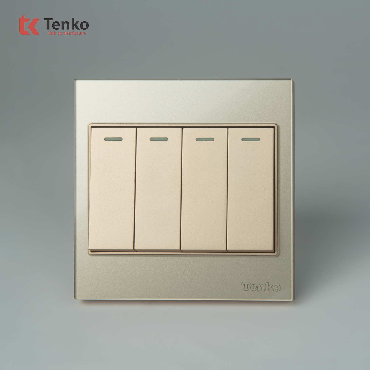 Công Tắc 4 Nút Mặt Kính Cường Lực Tenko TK-V18-04 – Giải Pháp Điều Khiển Điện Hiện Đại, Bền Bỉ Màu Vàng
