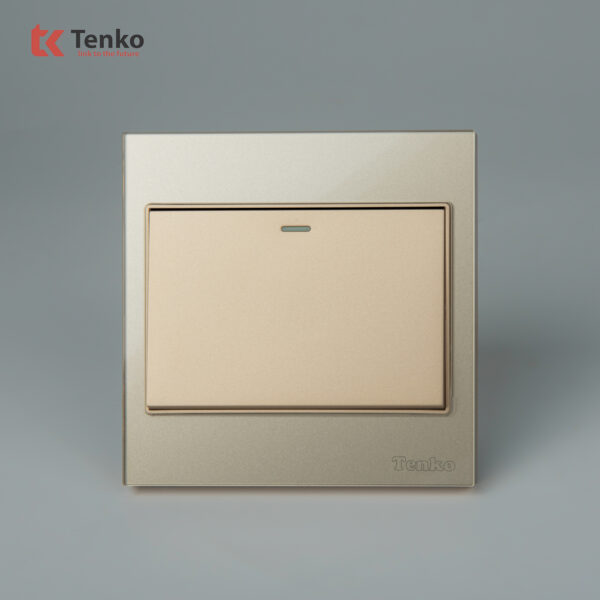 Công Tắc 1 Nút Mặt Kính Cường Lực Tenko TK-V18-01 – Giải Pháp Điều Khiển Điện Hiện Đại, Bền Bỉ Màu Vàng