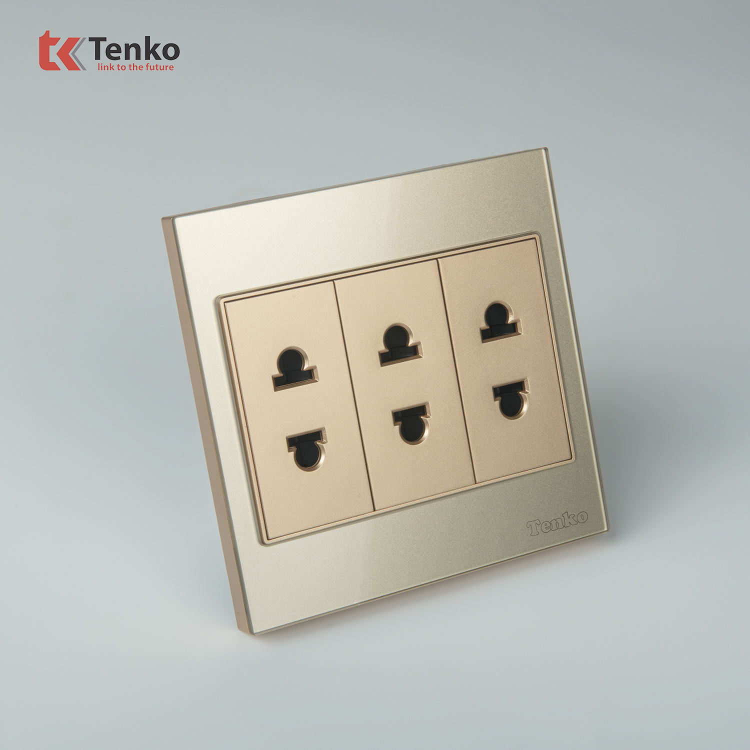 Ổ Cắm 2 Chấu Mặt Kính Cường Lực Tenko TK-V18-020 – Giải Pháp Điều Khiển Điện Hiện Đại, Bền Bỉ Màu Vàng