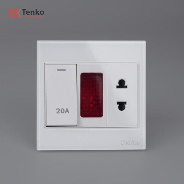 Công Tắc 20A Công Suất Cao Cho Bình Nóng Lạnh Điều Hoà Mặt Kính Cường Lực Tenko TK-V18-080 – Giải Pháp Điều Khiển Điện Hiện Đại, Bền Bỉ