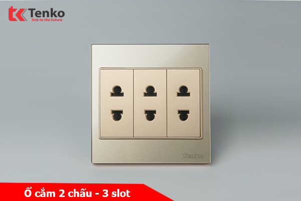 Ổ Cắm 2 Chấu Mặt Kính Cường Lực Tenko TK-V18-020 – Giải Pháp Điều Khiển Điện Hiện Đại, Bền Bỉ Màu Vàng