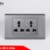 Ổ Cắm Đôi 3 Chấu Đa Năng Chống Cháy Cao Cấp TENKO TK-C25-050 – Mặt Nhựa PC Xám