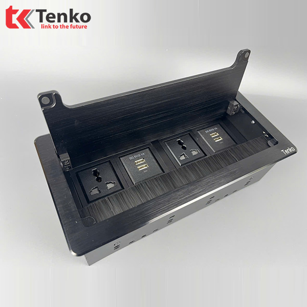 Ổ Cắm Âm Bàn USB Sạc Hợp Kim Nhôm Tenko TK-D4S-05 Đen