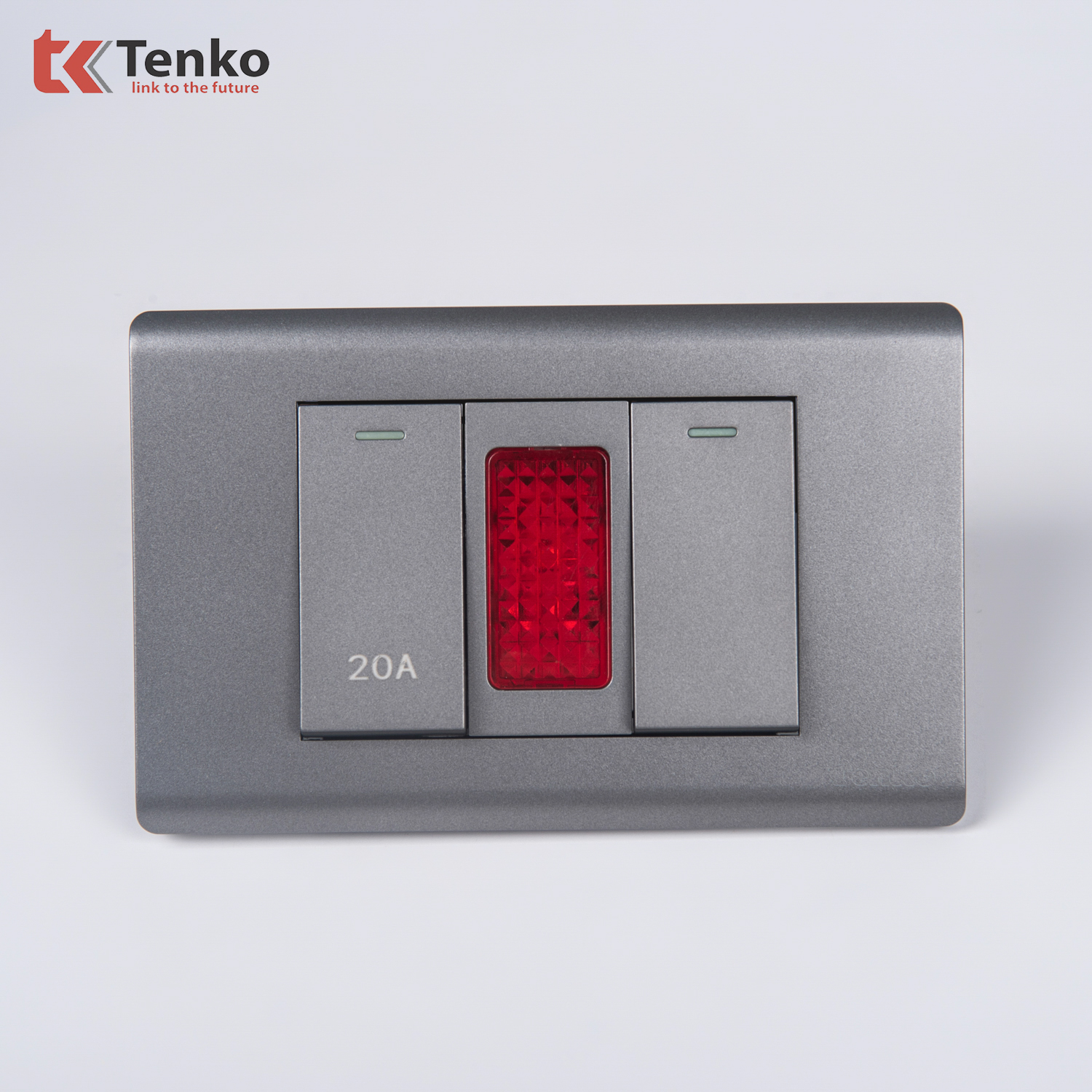 Công Tắc Điện 20A Công Suất Cao Cho Nóng lạnh Và Điều Hòa Cao Cấp TENKO TK-C25-081 – Mặt Nhựa PC Xám