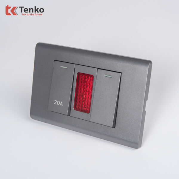 Công Tắc Điện 20A Công Suất Cao Cho Nóng lạnh Và Điều Hòa Cao Cấp TENKO TK-C25-081 – Mặt Nhựa PC Xám
