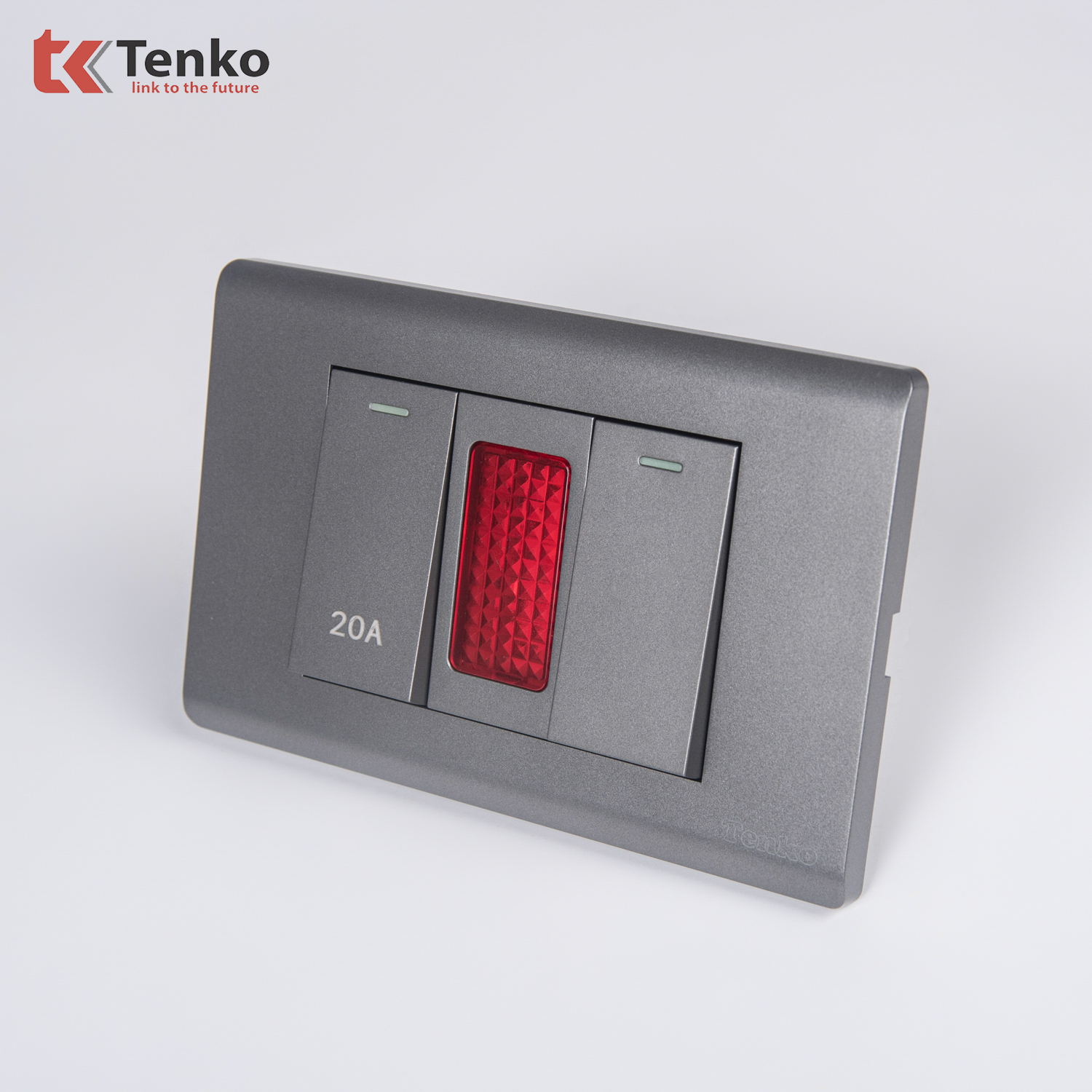 Công Tắc Điện 20A Công Suất Cao Cho Nóng lạnh Và Điều Hòa Cao Cấp TENKO TK-C25-081 – Mặt Nhựa PC Xám