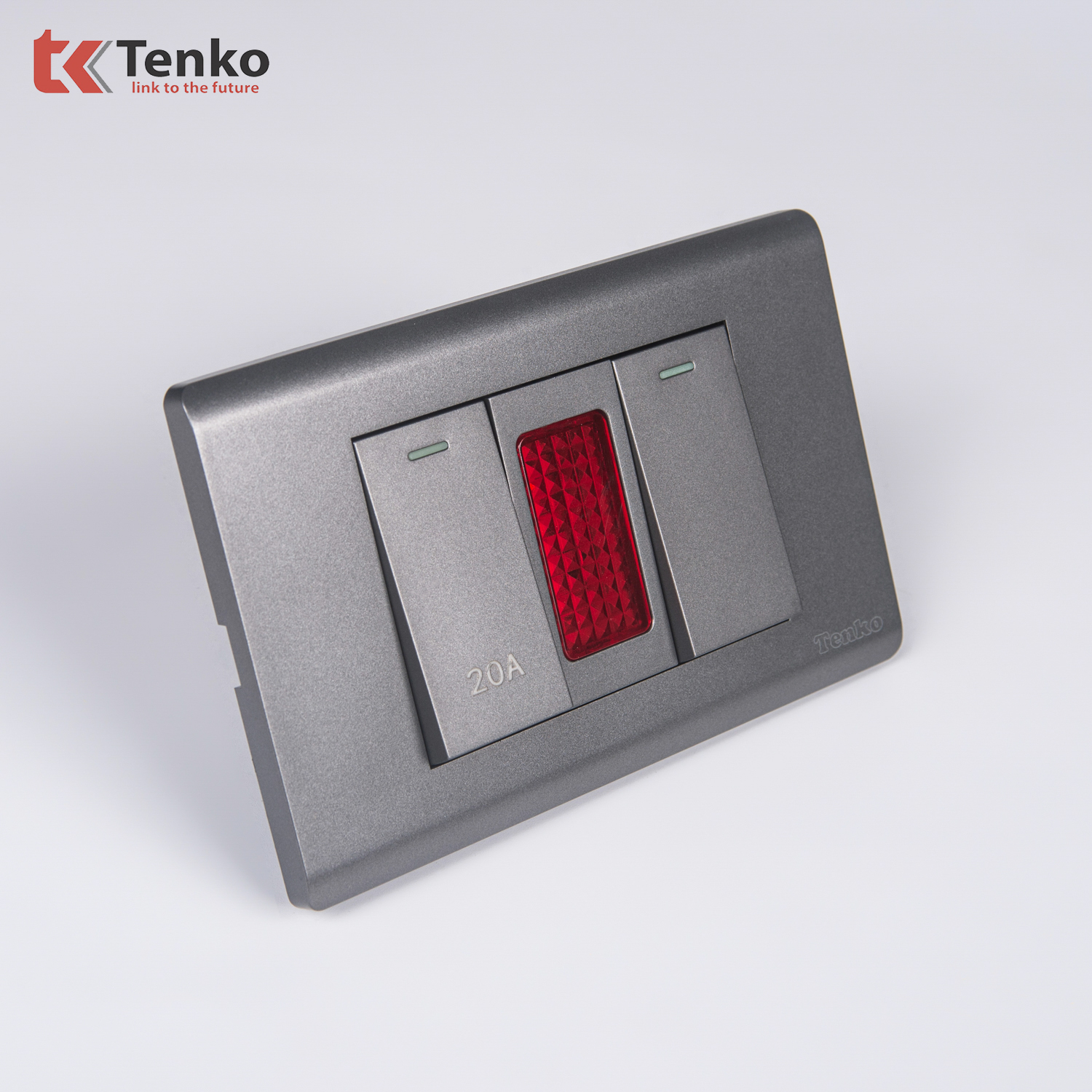 Công Tắc Điện 20A Công Suất Cao Cho Nóng lạnh Và Điều Hòa Cao Cấp TENKO TK-C25-081 – Mặt Nhựa PC Xám